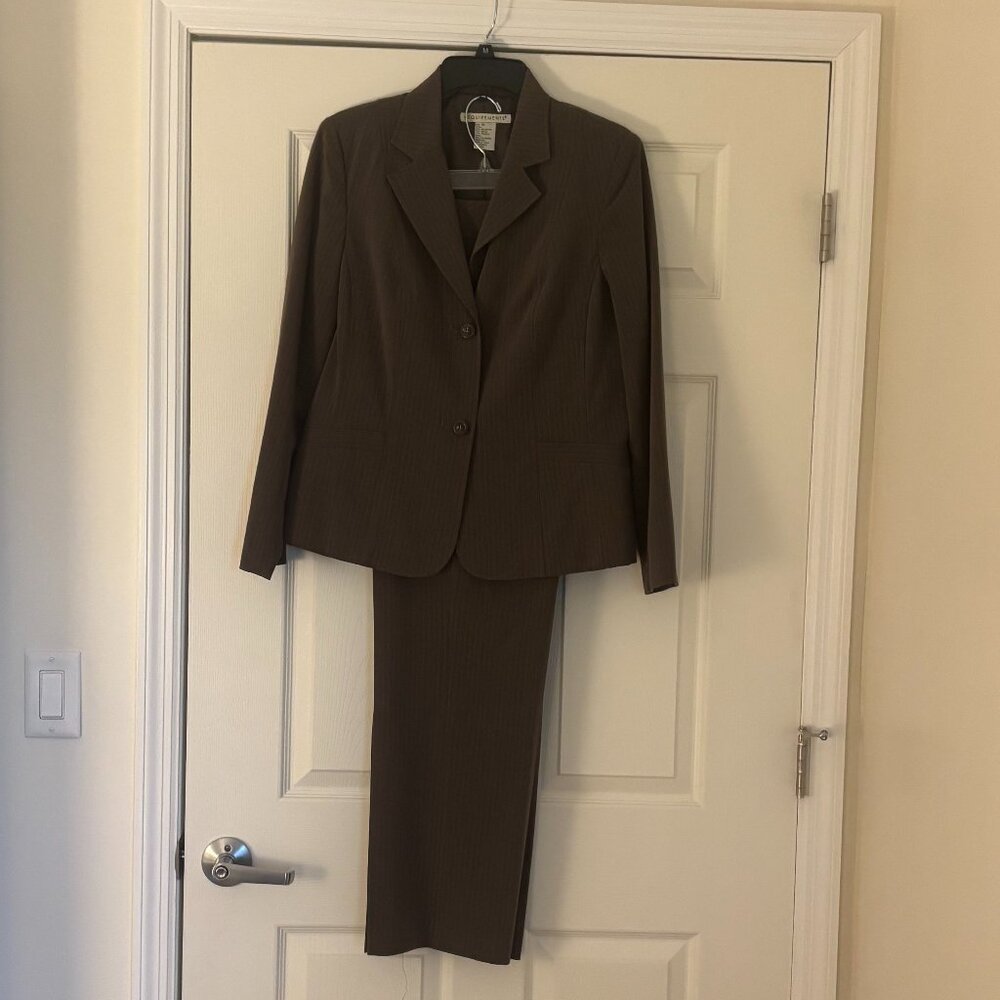 REQUIREMENTS Woman's Pin-Striped Pant Suit Size 10 in color Chocolate Brown